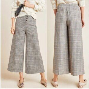 Anthropologie Roma Plaid Chenille Wide Leg Crop Trouser